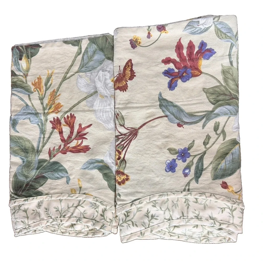 WAVERLY WILLIAMSBURG GARDEN IMAGES PARCHMENT MAGNOLIA FLORAL (2) VALANCE 16 X 73